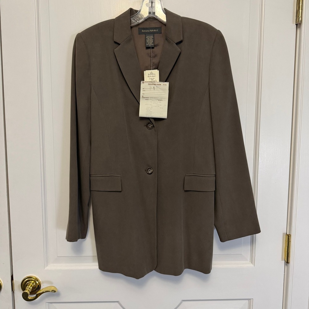 Banana Republic Silk Blazer Women Size 8 Brown 537383-00-1